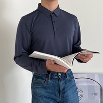 남자 윗단추 일상 구김없는 캐쥬얼 정장 긴팔카라티