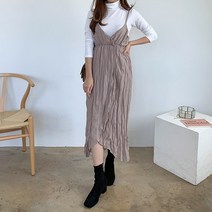 코지 여자 미니멀 주름 머메이드 나시 색감좋은 롱원피스