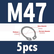 304 스테인레스 스틸 샤프트 스냅 링 A 형 카드 M3-M72 2-200 개, 36 5pcsM47