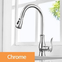 필터샤워헤드 샤워기세트 홀더 샤워헤드 해바라기샤워 블랙 주방 수도꼭지 데크 마운트 믹서 탭 싱글 레버 풀아웃 용수철 주둥이 크레인 싱크대 360 도 온수 냉수, 4.ChromeB