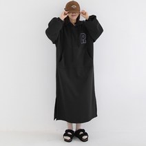 애플망고옷장 기모 겨울 여성 빅사이즈 긴팔 알후드 롱원피스 홈웨어 오버핏 따뜻한 롱티