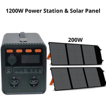 휴대용 태양광 발전기 2000W 파워 스테이션 2x200W 태양 전지 패널 220VLifePo4 배터리 PD100W 고속 충전 비상 백업, 02 1200W-Solar Panel_05 JP