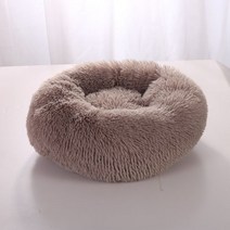 동그란 원형 방석 동그라미 슈퍼 부드러운 고양이 침대 라운드 솜털 개 잠자는 바구니 긴, 브라운1_40cm