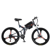 해오름상사 26인치 접이식 전기산악자전거 리튬배터리 MTB 남녀 전동 10AH 시마노21단, 8AH 50KM 고탄소강, 그레이 레드