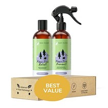 kin+kind 벼룩 및 진드기 스프레이 및 샴푸 키트-샴푸 및 스프레이 세트-개용 샴푸 개용 스프레이-진드기 및 벼룩 퇴치용 샴푸 및 퇴치 스프레이-라벤더 각 12온스