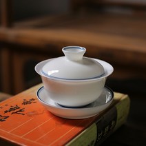 개완 보아차찻잔 다구 자사호 다관 숙우 다완, 청화이선대접 175ml, 1개