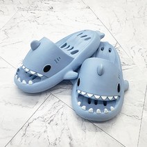 다매다매 층간 소음 4cm 상어 슬리퍼 푹신한 EVA 물빠짐 미끄럼 방지 욕실화, 블루, 1개