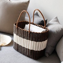 카라멜샵 라탄 와이어가방 빨대가방 비치백 수영장가방 목욕가방 물놀이가방(2color), 흰색라인