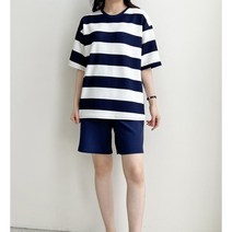 벨롯 빅사이즈 단가라 반팔티 반바지 줄무늬 트레이닝 상하세트