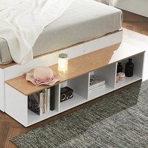 삶을읽는가구 벤치책장 튼튼한 1단책장 거실 낮은 책장 가로 가로형 베란다 안방 아이방 아기방 미니 바닥 슬림 틈새 화이트 책꽂이 폭좁은 좁은 일단 와이드 만화책 카페 아파트 원룸, 4칸-화이트(1478x300x313)