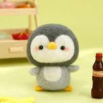 양모펠트 인형 만들기 키트 걱정인형 초보자 데이트용 니들펠트 취미 공예 DIY 펀치니들, 펭귄(공구포함)