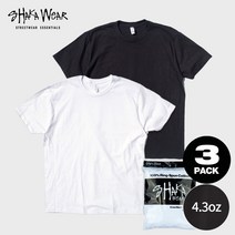 샤카웨어 [3PACK] 4.3oz 링 스푼 코튼 반팔 티셔츠