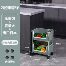 선반 스탠드식 주방 수납 과일 야채 달린 용품 대전 바구니, C01-1단, T18-북유럽스타일의 민트그린색