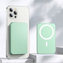 리아 아이폰 갤럭시 마그네틱 부착식 맥세이프 MAGSAFE 20W 고속 무선 충전 보조배터리, 민트, 5000mAh