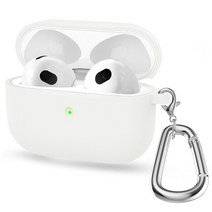 이어폰케이스 Apple 에어팟 3 케이스 무선 이어폰 Funda 액세서리 에어 포드 Anti-fall Anti-lost Cover With Carabiner, [01] White