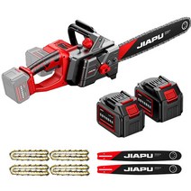 21V 독일 16인치 무선 충전식 전기톱 초경량 벌목 체인톱 전동톱 나무톱 세트, 듀얼 배터리 대용량 (체인 4개 가이드 2개)