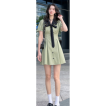 커플룩 시밀러 여름 원피스 남여공용 허니문룩 커플 미니멀 리본 10