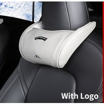 microfiber leather headrest for tesla model 3 s x model y car seat headrest neck pillow 쿠션 목 headres, 로고가 있는 흰색