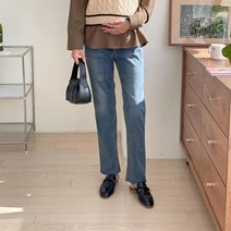 다잇템 여자 임산부 보온 H라인 FW 컷오프 데님팬츠