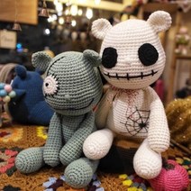 아마폴라손뜨개인형 아트베어호러베어앤스컬베어코바늘인형패키지 코바늘인형손뜨개인형도안아마폴라케릭터인형뜨개질인형만들기 뜨개질 DIY 패키지, 1개, 스컬베어