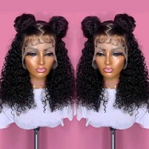 [레브] 인모 연습용 가발 jerry curly short bob wigs lace frontal human hair wigs 4x4 lace closure wig for t, 13x4 레이스 가발, 14인치, 180