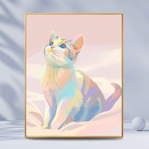 러블리 따뜻한 오후의 햇살과 고양이 카툰 일러스트 보석십자수 DIY 만들기 세트 집콕취미 핸드메이드 선물 집안 인테리어 다이아몬드 그림 액자 없음 20종, GB1107