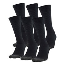 언더아머 퍼포먼스 테크 크루 양말3 6 팩, Medium, Black (6-pairs)
