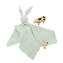 쥬와엔 아기 토끼 애착 인형 거즈 블랭킷 수면교육, 민트 (L사이즈)