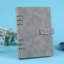 인조 가죽다이어리 마그네틱 6공 A5 다이어리 스프링 데일리 업무 각인 인쇄 회색