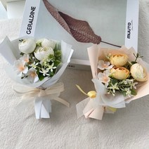 더 라넌큘러스 플라워 납골당 꽃다발 큐방부착식 2p, 화이트 + 옐로우