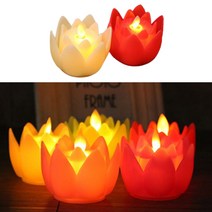 흔들리는 LED 촛불 연꽃 전자 양초 레드, 퍼플