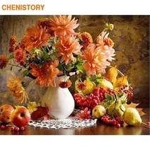 CHENISTORY 꽃 풍경은 자신이 방 작품에 대 한 번호로 캔버스에 아크릴 페인트 페인팅 도면 번호 키트에 의해 회화를 수행, 50x65cm no frame