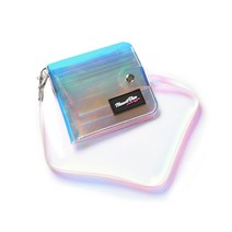 카드 홀더 투명 지갑 투명 지갑 반짝이 PVC 카드 가방 목 끈