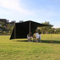 야외 타프 세트 캠핑 자외선 차단 대형 필드 7m 8m, 검은 색 접착제 흰색 6x5m 두 개의 막대 로프