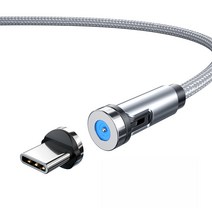 540도 회전 마그네틱 자석 USB 충전케이블/C타입 애플8핀 마이크로5핀 젠더, 2m540도회전 실버+C타입젠더