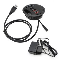 EU US Desktop Grommet Hole In-Desk Mounting 3 Ports USB 3.0 Type C Hub Adapter TF/SD Card Reader For Laptop PC Computer