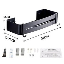 선반장 수건장 세면데하부장 욕실선반Accessories Wall Shelf Kitchen Organizer Sucker Mounted Stainless, 02 B Black