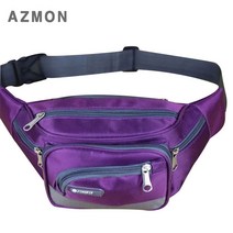 AZMON 수납 6포켓 힙색 다용도 웨이스트백 2.5L, 퍼플