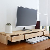 어반 데코 와이드 듀얼 고무나무 모니터받침대, 와이드800_2서랍형