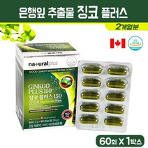 은행잎 추출물 징코 플러스 혈행개선 징코빌로바 플라보놀 배당체 비타민D 비타민B 아연 수험생 청소년 중장년 영양제 건강 기능식품, 1통, 60정