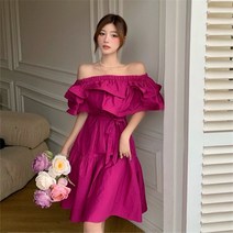 도 작지만 프릴 일자넥 스타일에 LAP원피스 드레스 하객원피스 롱원피스 여성 린넨