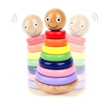 18개월 아기 장난감 원목 링쌓기놀이 두뇌발달 아기장난감 무지개 고리끼우기 2살 여아 남아