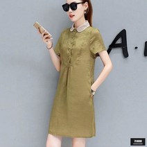 가바바 여성 셔츠원피스 캐주얼한 단색 플레어 동글카라 미니원피스 G53875