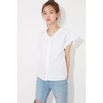 [랩] [LAP] AK2WB625 소매 프릴 V넥 오픈 블라우스 (P001843391)
