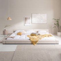 아씨방가구 제로 오픈 패밀리침대 SS＋SS 프레임, 파스텔화이트