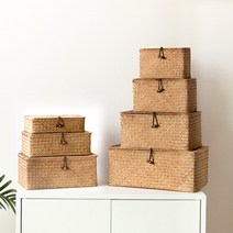 시나몬샵 라탄 팬트리 스토리지 덮개형, 소형(미들브라운)