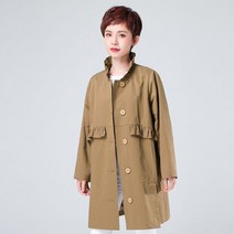 중년 여성33 마담룩 간절기 아우터 우아한 편안한 4XL 봄 가을 윈드브레이커 중간길이 코트 도시녀