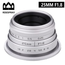 캐논 니콘 호환 미러리스렌즈 risespray 대형 조리개 25mm f1.8 aps-c 수동 초점 cctv 영화 렌즈 canon eos-m nikon 1 sony e mount, fuji xf, 은