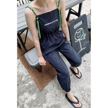 썸데이 바스락 멜빵바지 아노락 레터링 점프슈트
