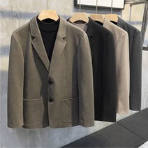 위위브렌 남성용 데일리 주머니 모직 단추 캐주얼 정장 자켓